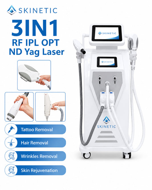 3-in-1 IPL, RF & Nd:YAG Laser Machine | Hair Removal, Skin Rejuvenation & Tattoo Removal System