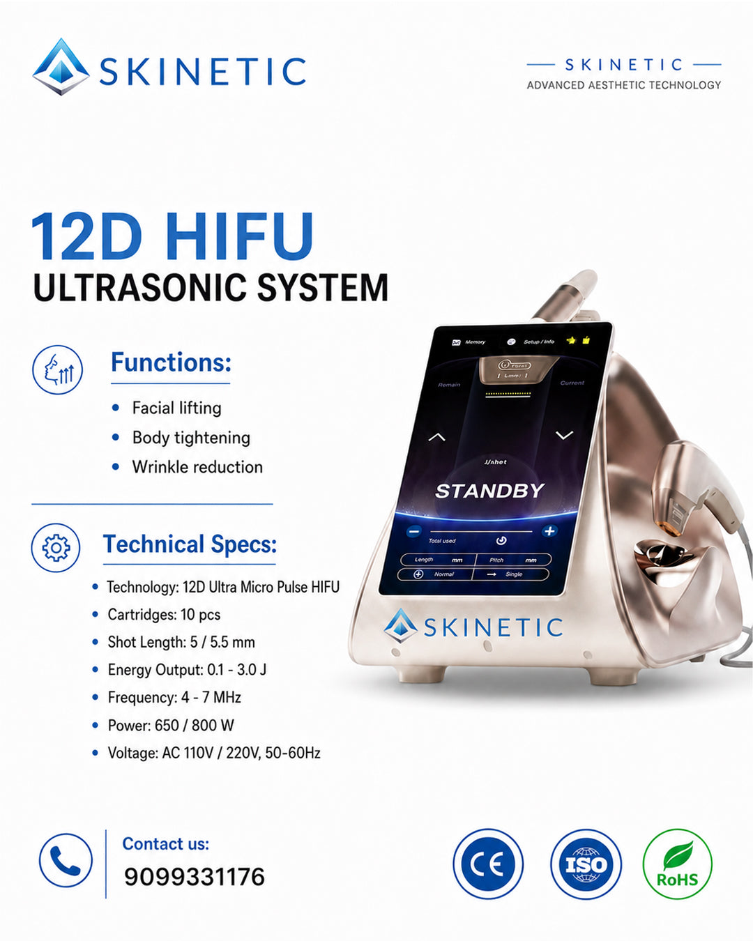 12D HIFU Skin Tightening & Face Lifting Machine