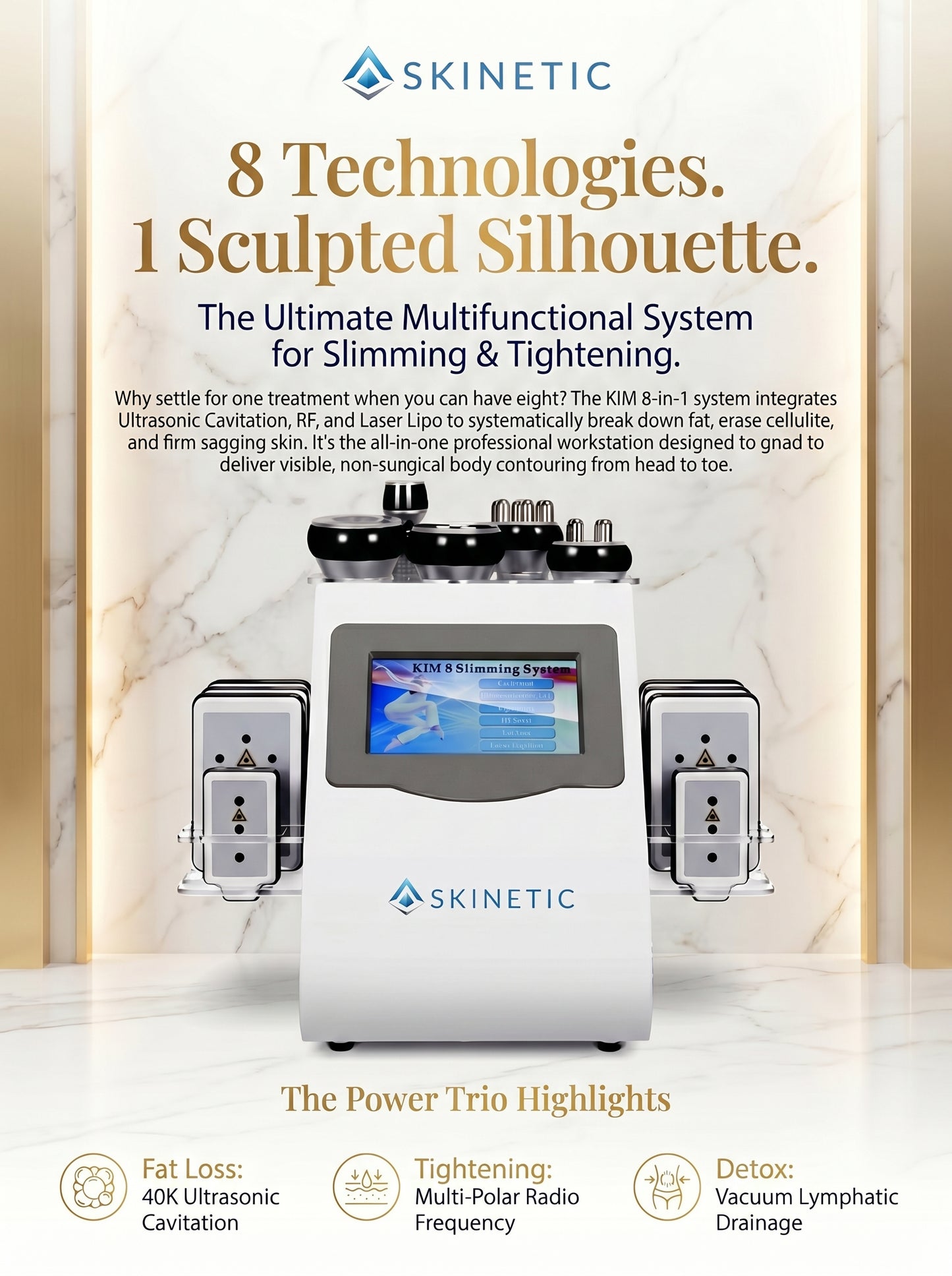 KIM 8 in 1 Cavitation Body Slimming & Skin Tightening Machine