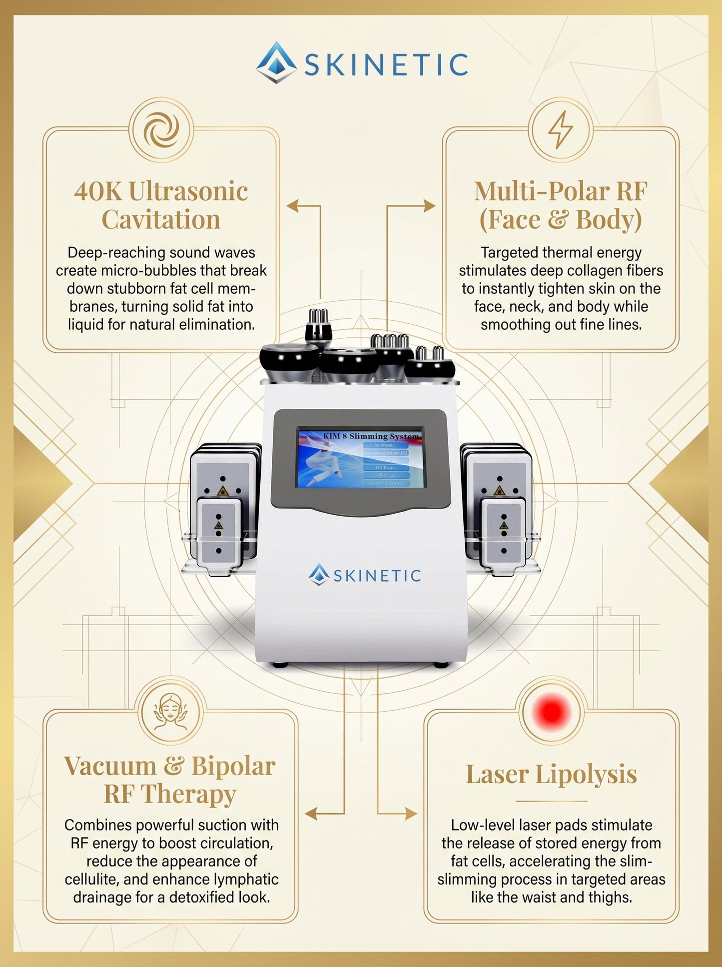 KIM 8 in 1 Cavitation Body Slimming & Skin Tightening Machine